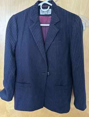 Vintage SBII By Bitterman Women’s Navy Blue Stripe Long Sleeve Jacket Blazer 5/6